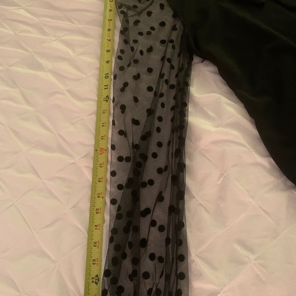 Shein Curve Black Dress Sheer Polka Dot Sleeves - Picture 7 of 14